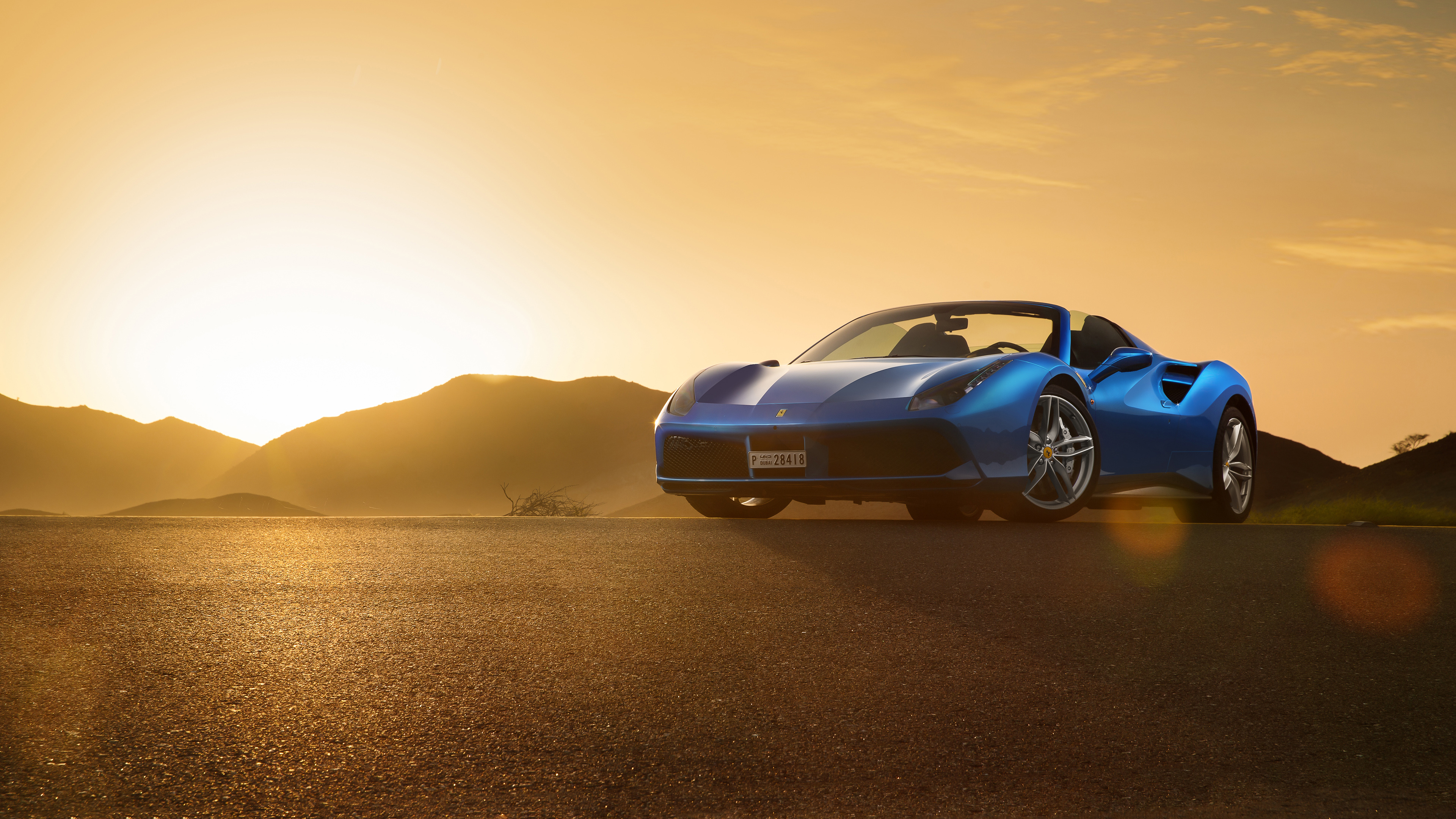 Ferrari 488 Spyder 4k Wallpapers - Ferrari Wallpaper In Sunset - HD Wallpaper 