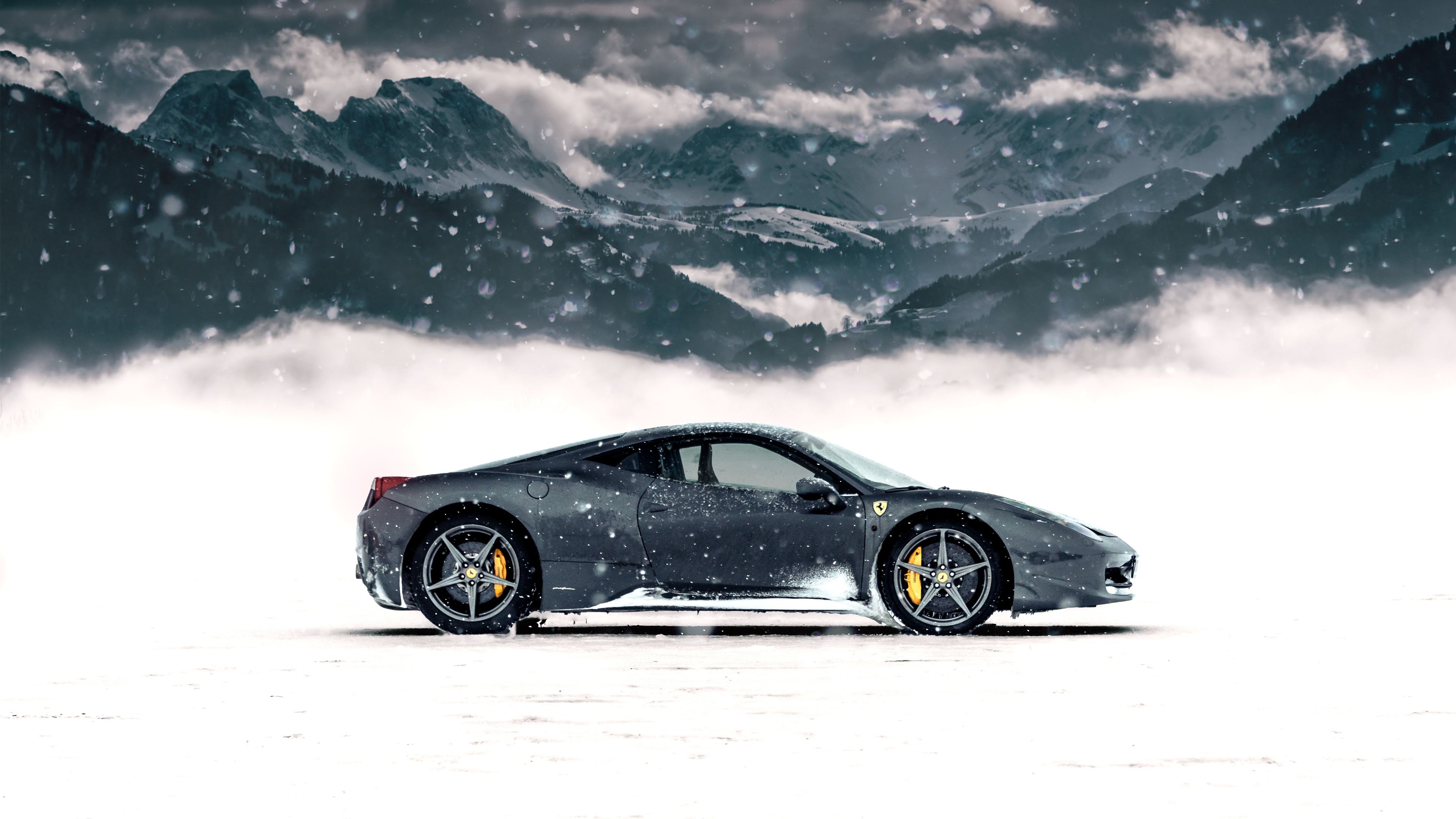 Ferrari In Snow 4k - Iphone 6 Wallpaper Winter Car - HD Wallpaper 
