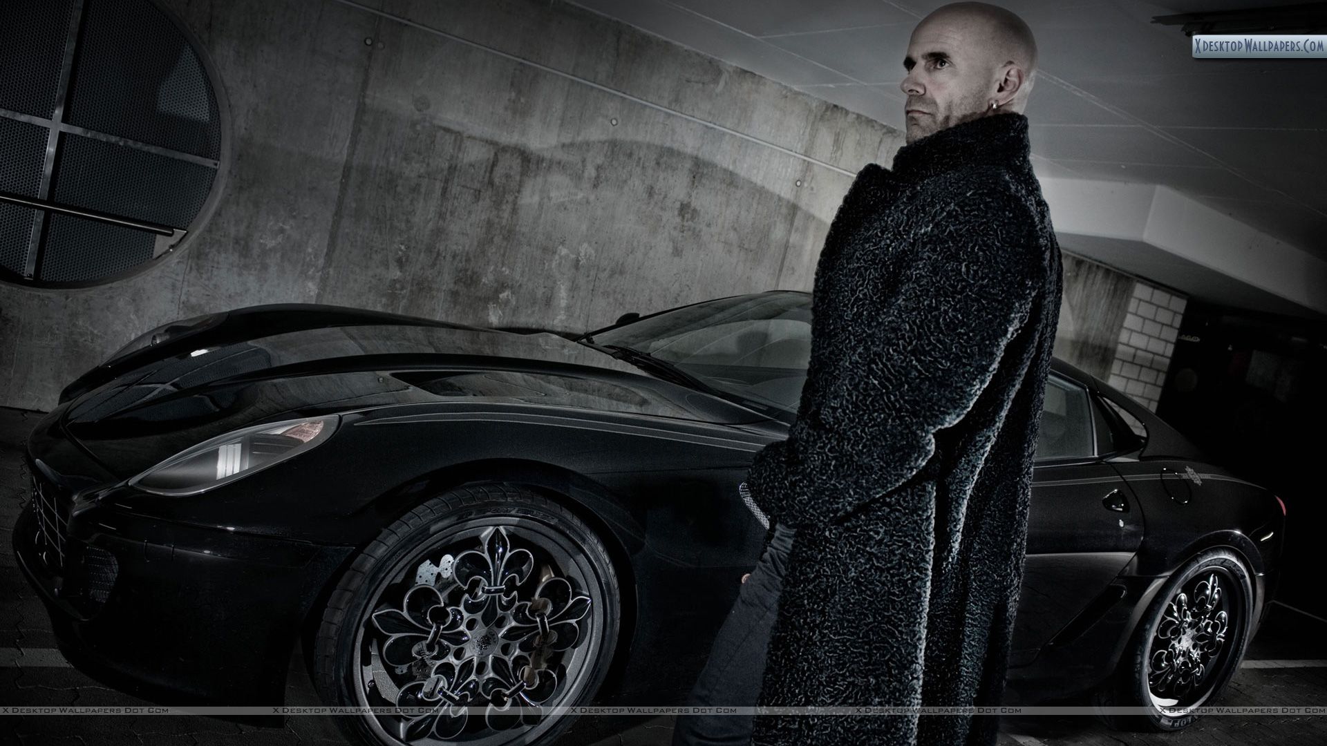 Black Ferrari Car And Men - HD Wallpaper 