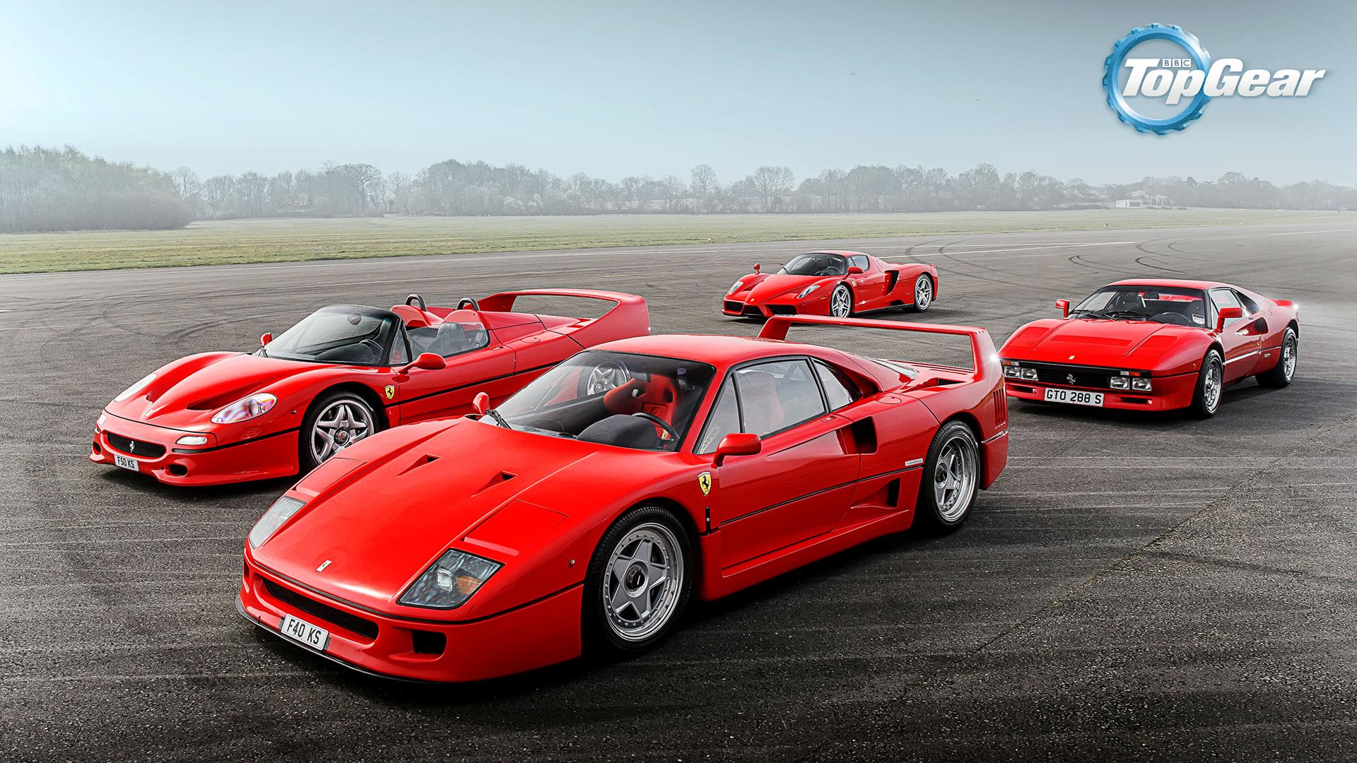 Hd Four Ferrari Cars In Top Gear Wallpaper - Ferrari F40 X F50 - HD Wallpaper 