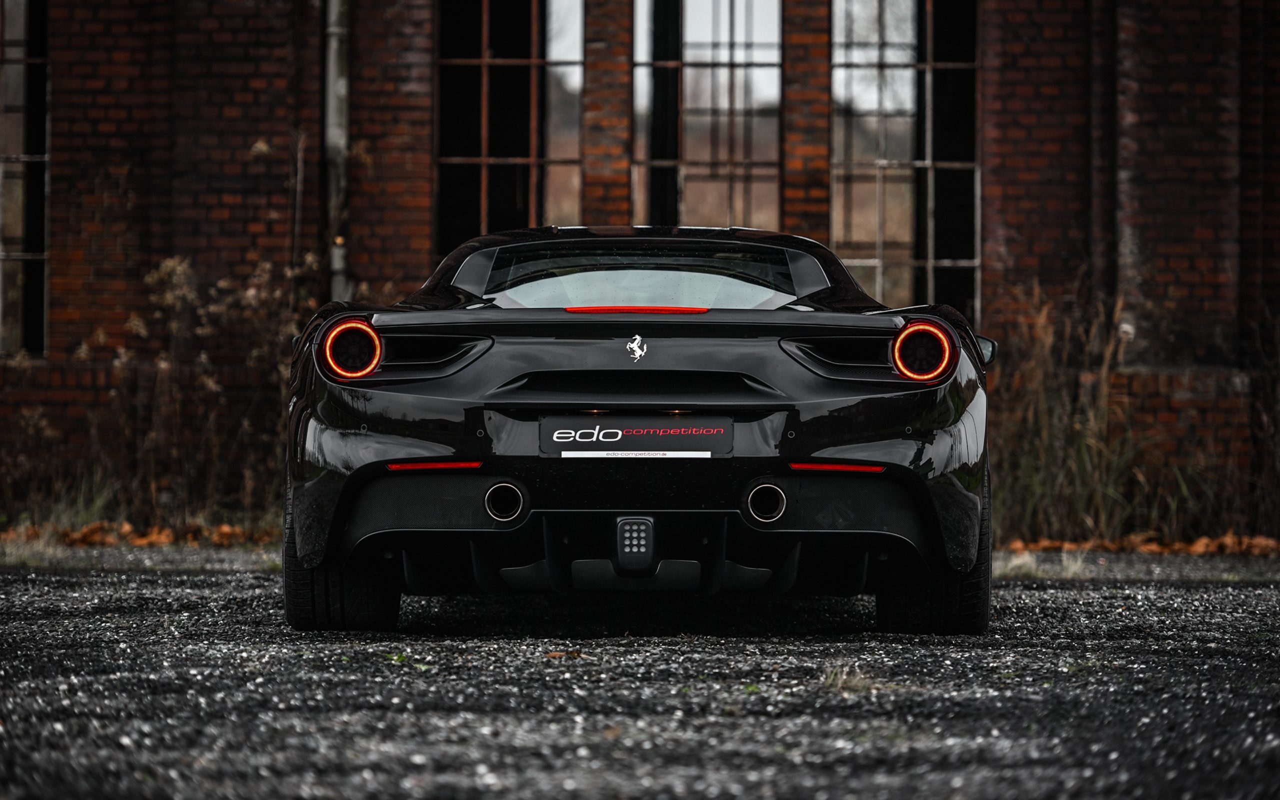 Ferrari 488 Black Back - HD Wallpaper 