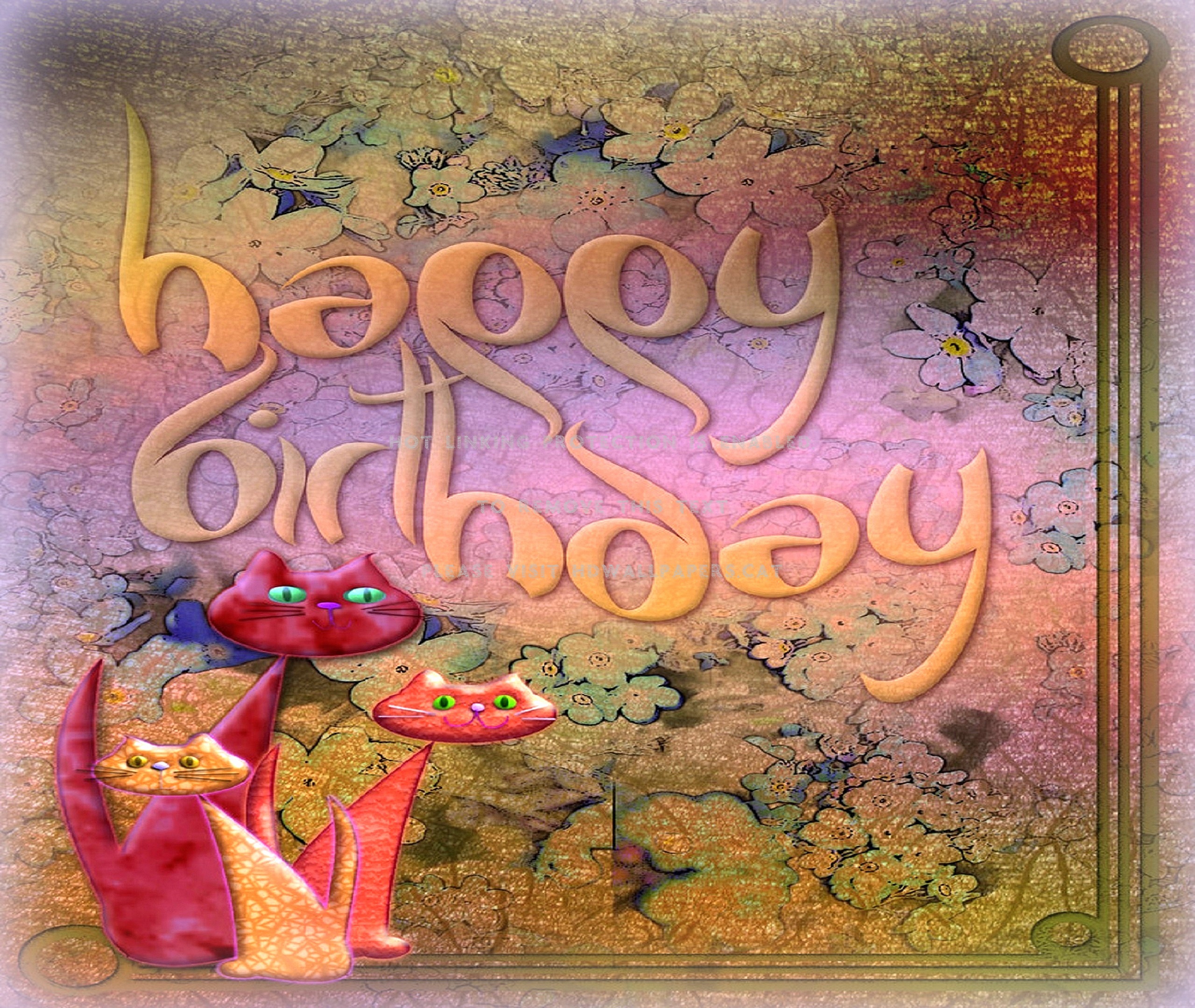 Vector Cats Birthday Creative Pre-made Hbd - Poster - HD Wallpaper 