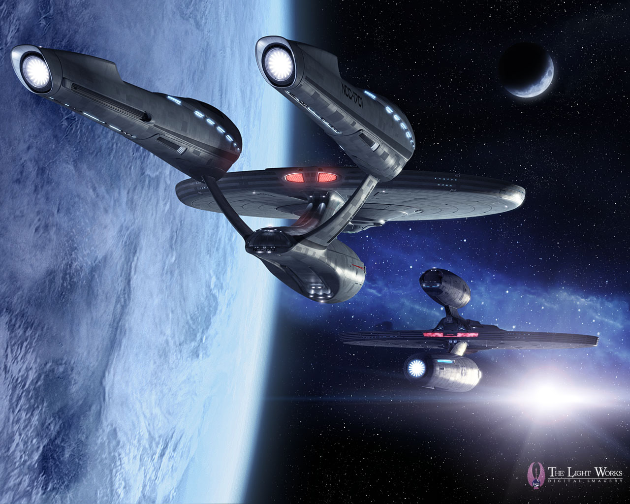 Enterprise And Friend Star Trek - Uss Enterprise Ncc 1701 - HD Wallpaper 
