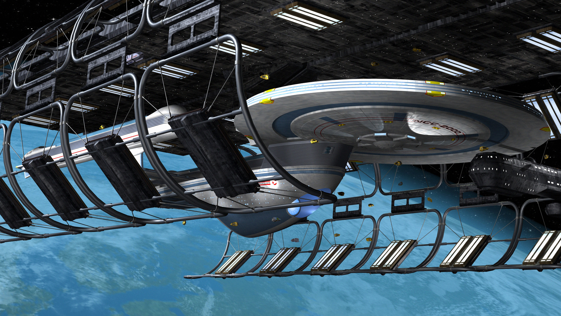 Excelsior Class Starship In Drydock - HD Wallpaper 