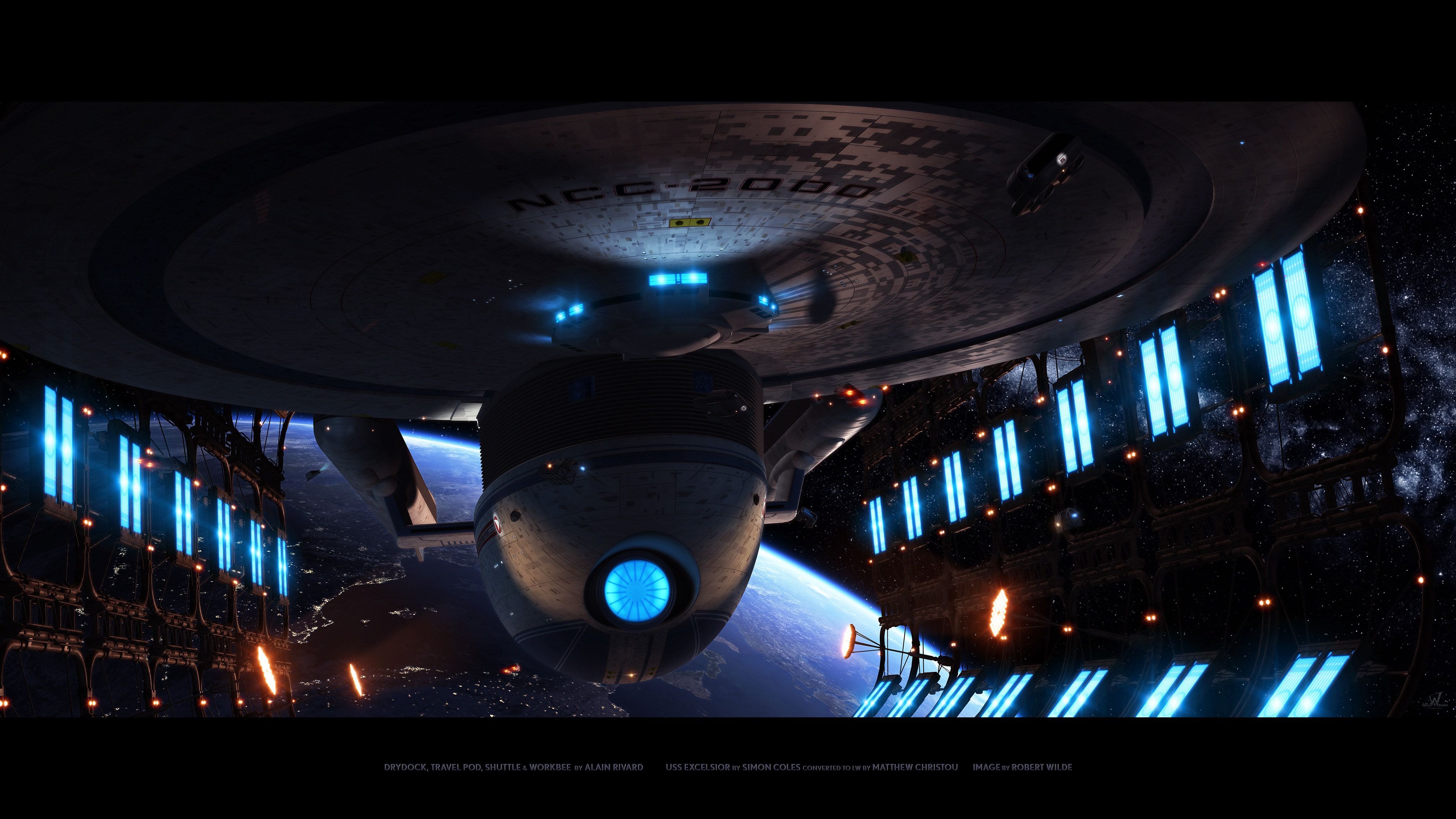 Uss Excelsior In Space Dock - HD Wallpaper 