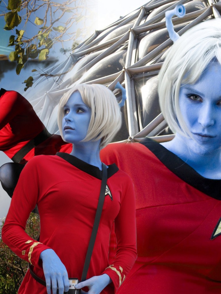 Women Cosplay Star Trek Pantyhose Aliens Blue Skin - Star Trek Blue Woman - HD Wallpaper 