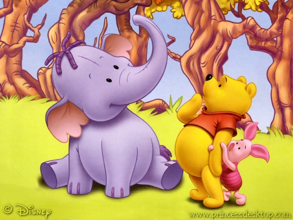 Winnie The Pooh And Elephant - HD Wallpaper 