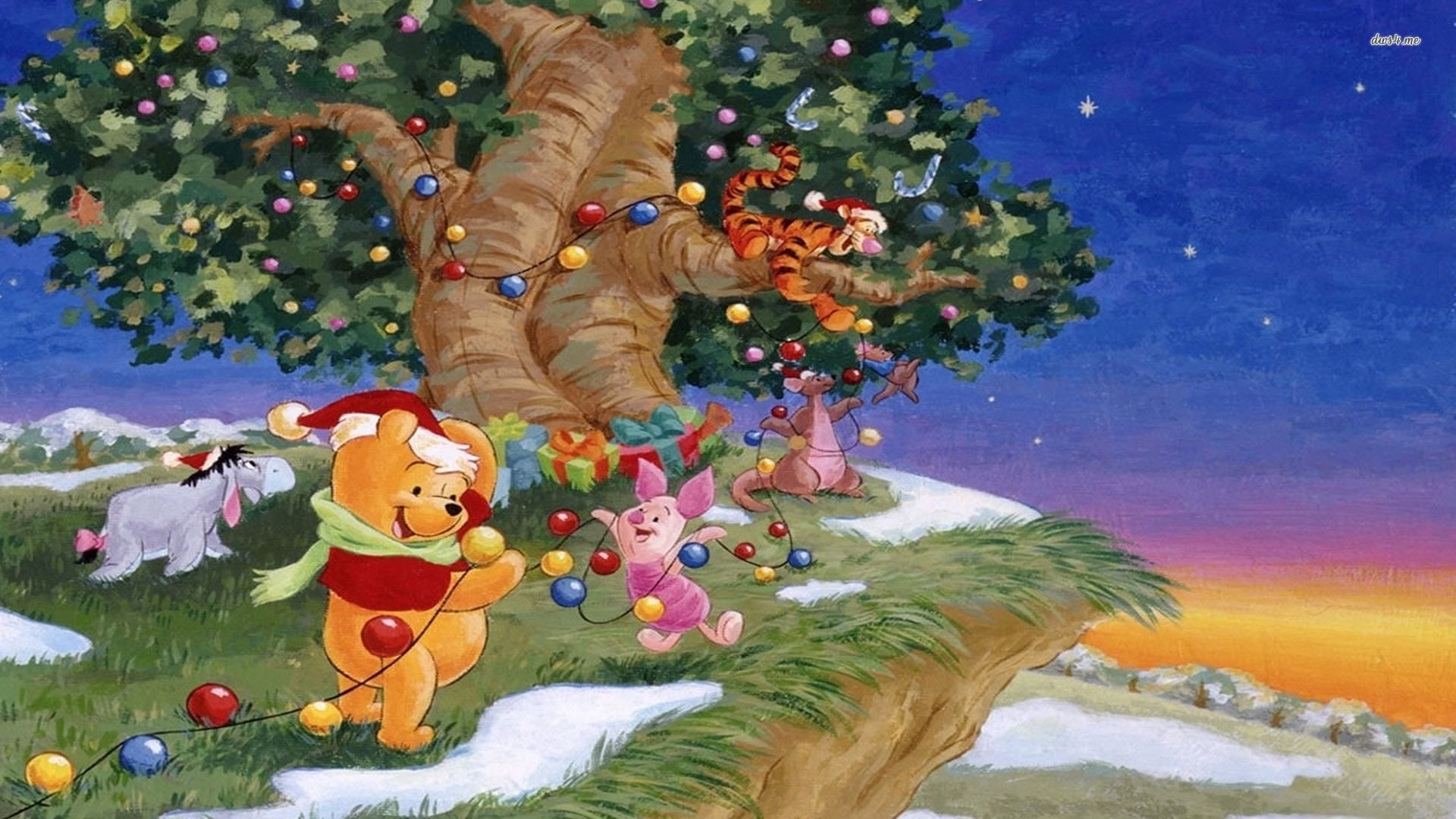 High Resolution Winnie The Pooh Hd Wallpaper Id - Winnie The Pooh Christmas Background - HD Wallpaper 