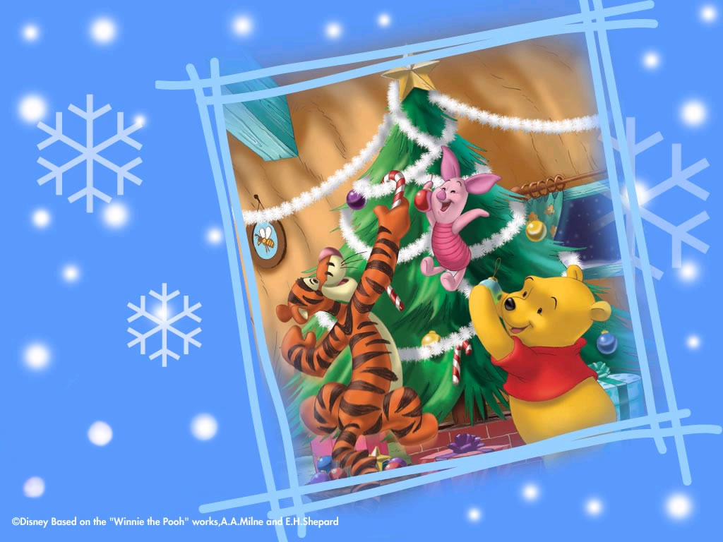 Pooh And Christmas Christian Wallpaper Free Download - Winnie The Pooh Christmas Desktop - HD Wallpaper 