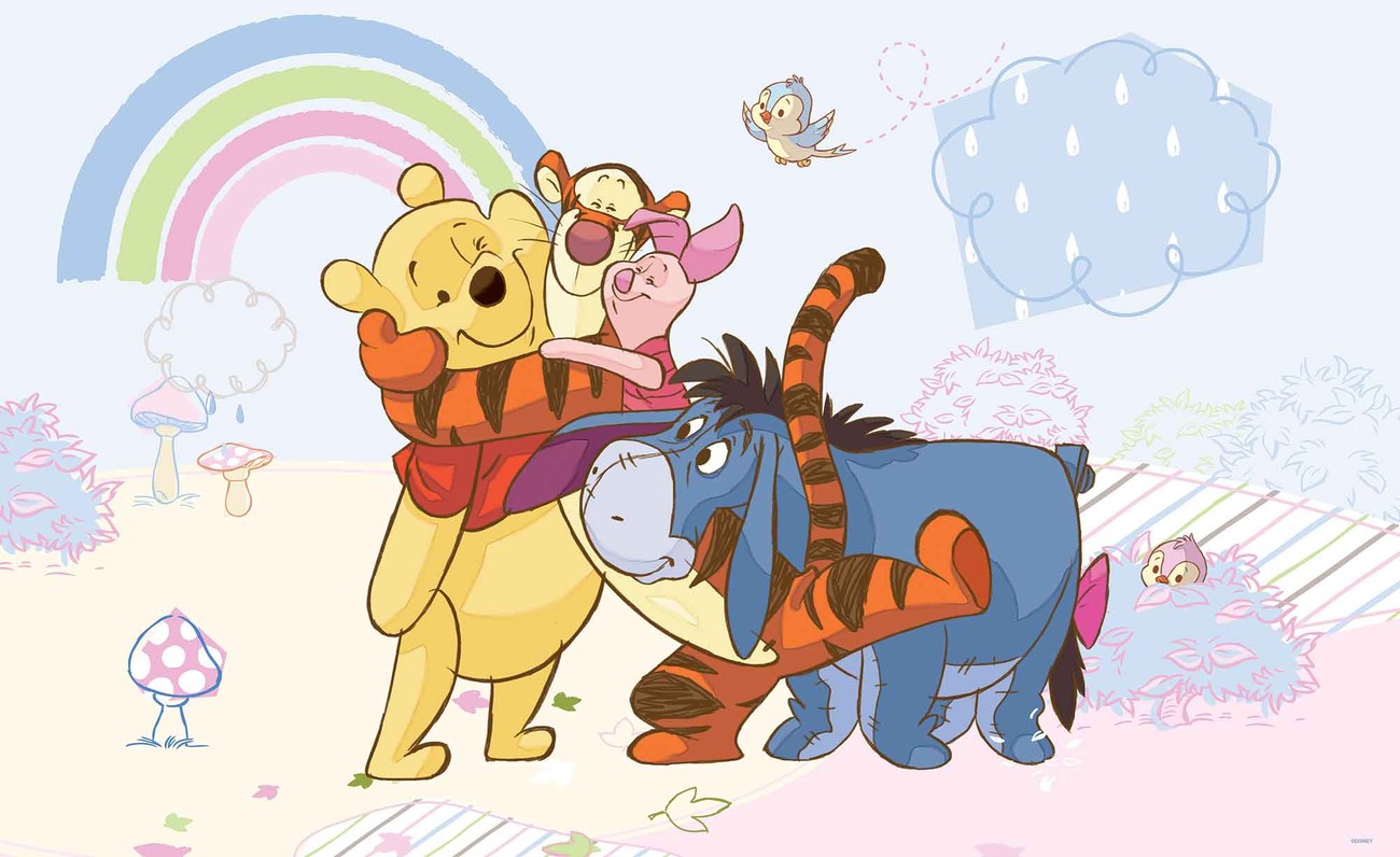 Disney Winnie Pooh Piglet Tigger Eeyore Wallpaper Mural - Disney Winnie The Pooh And Tigger - HD Wallpaper 