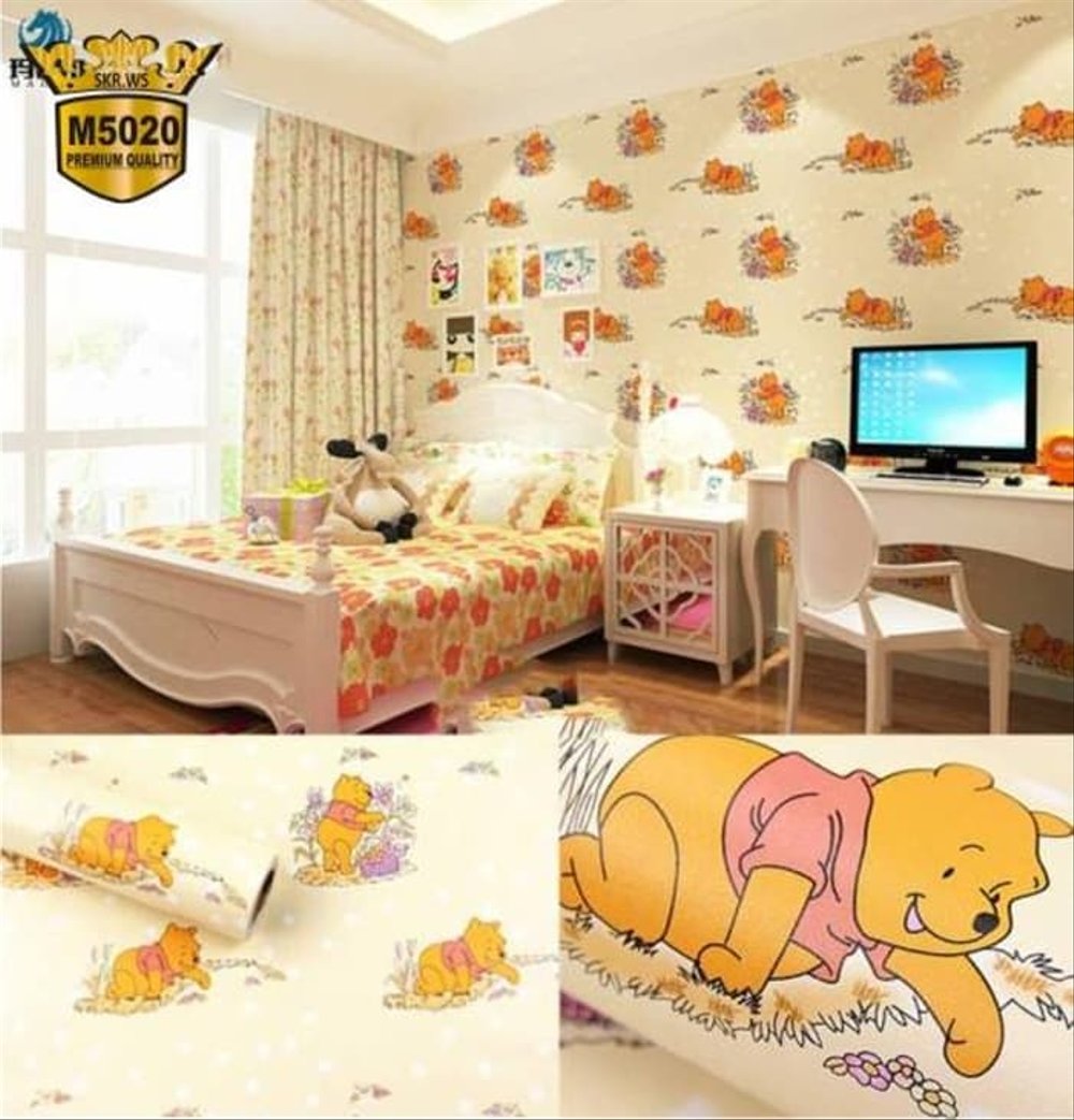 Wallpaper Wall Stiker Sticker 45cm X 10m Karakter Boneka - Stiker Dinding Winnie The Pooh - HD Wallpaper 