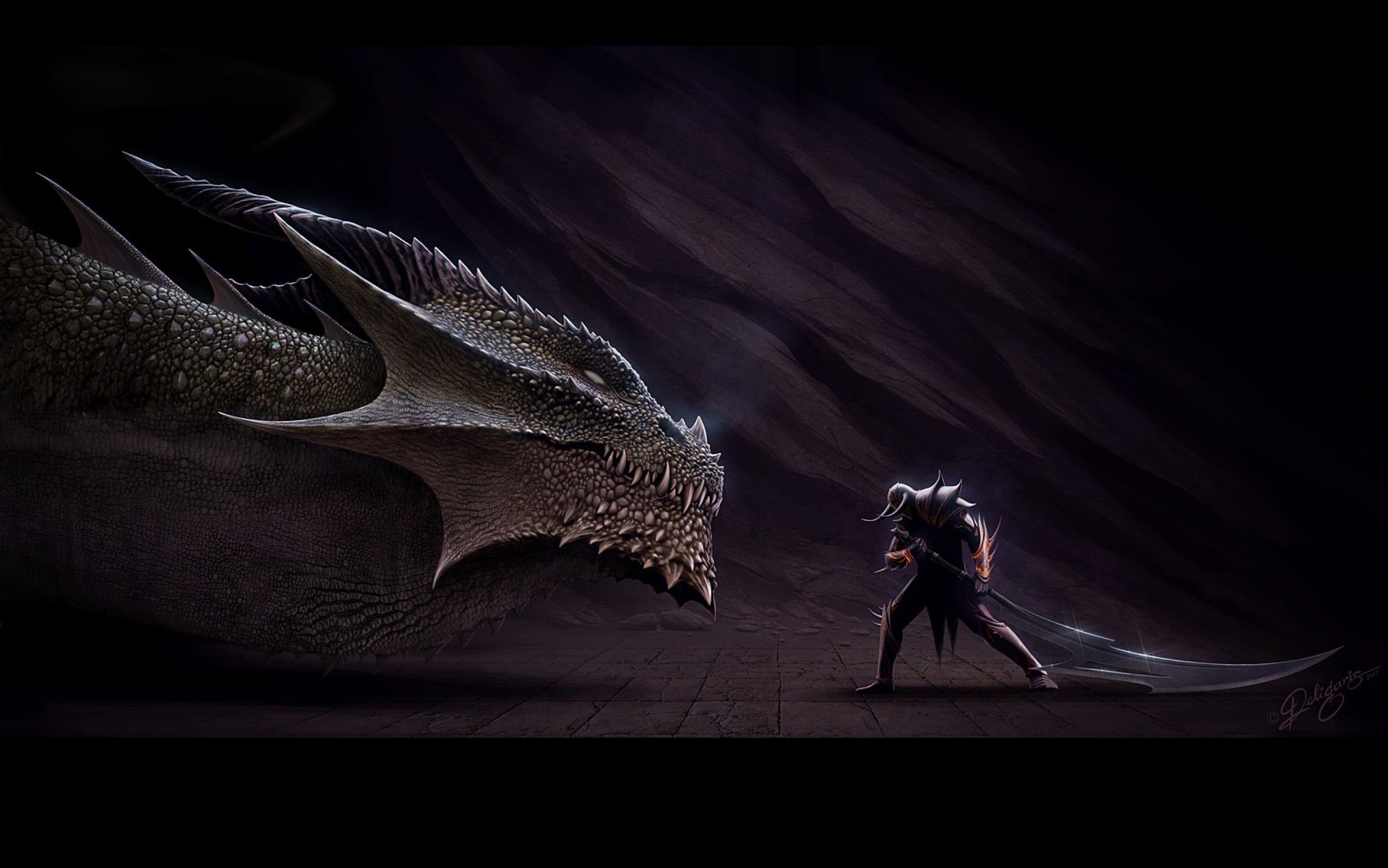 2560x1600, Gothic Desktop Hintergrund Gotische Wallpaper - Lucha Contra El Dragon - HD Wallpaper 