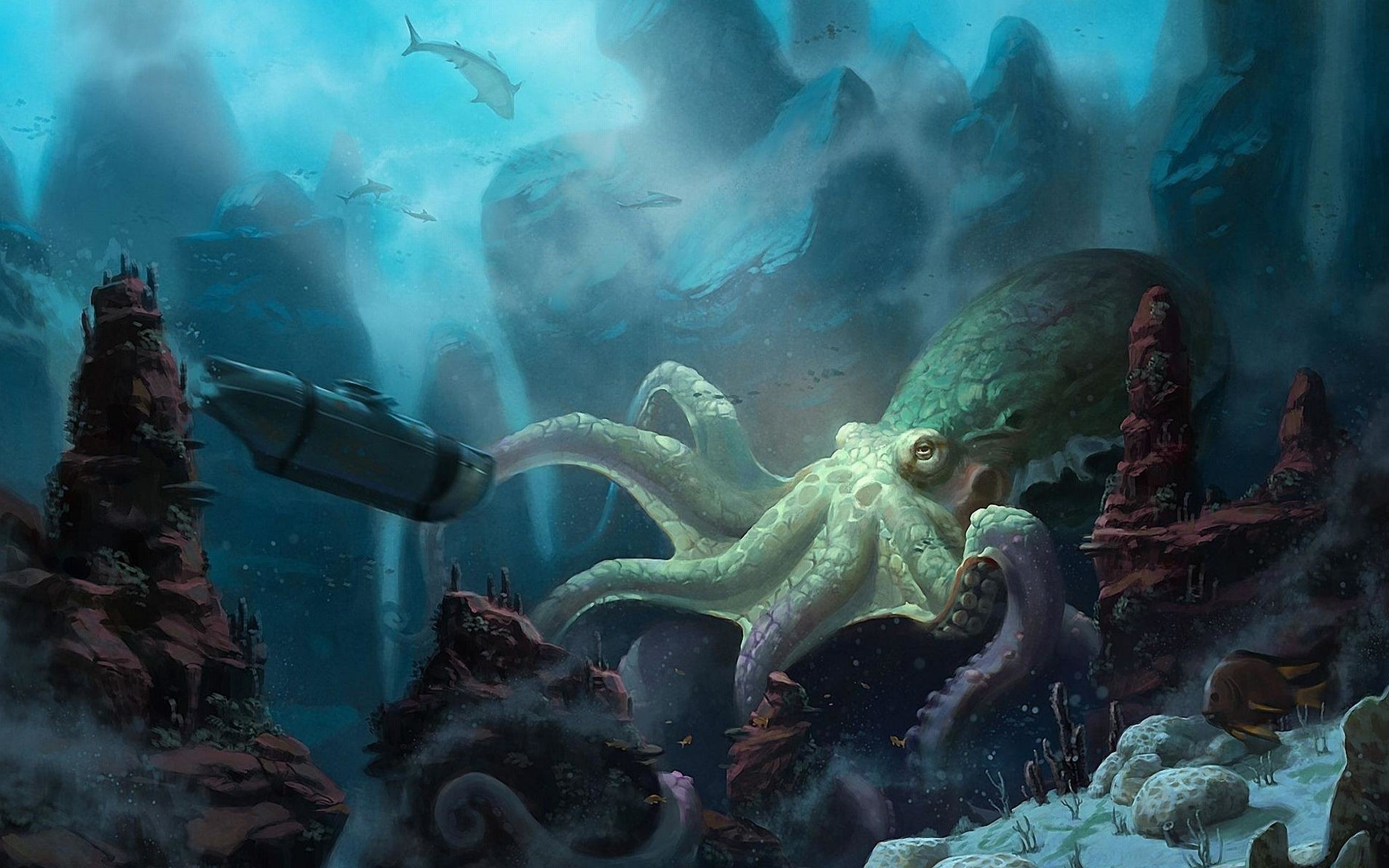 Free Download Sea Monster Wallpaper Id - Lurker In The Deep - 2560x1600  Wallpaper 