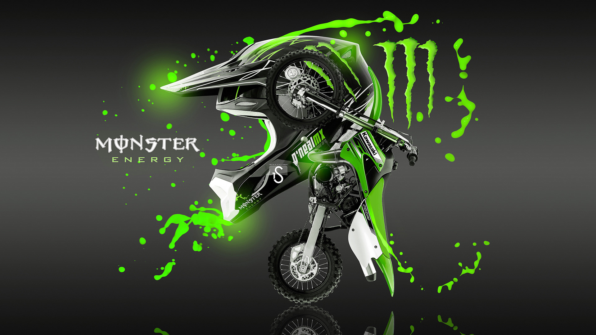 Kawasaki Monster Dirt Bikes - Monster Energy Cool Dirt Bike - HD Wallpaper 
