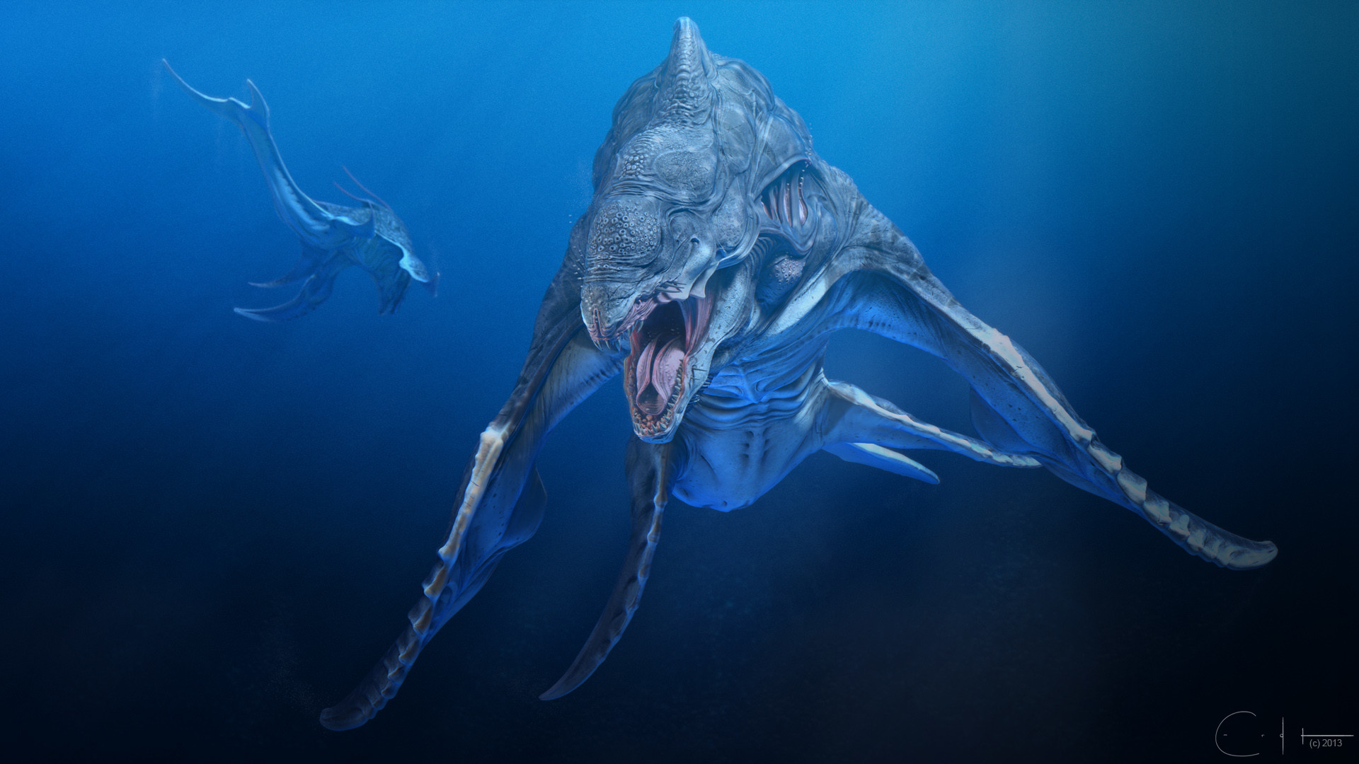Sea Monster Category - Aliens Sea Creatures Concept Art - HD Wallpaper 
