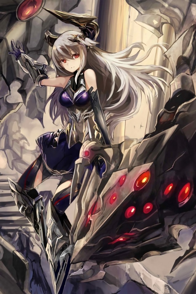 Anime Girl, Monster, White Hair, Mechanic, Horns - Anime Girl Monster Red Hair - HD Wallpaper 