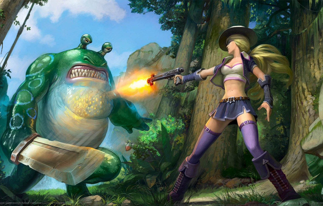 Photo Wallpaper Girl, Weapons, Monster, Girl, Monster, - Royal Quest - HD Wallpaper 