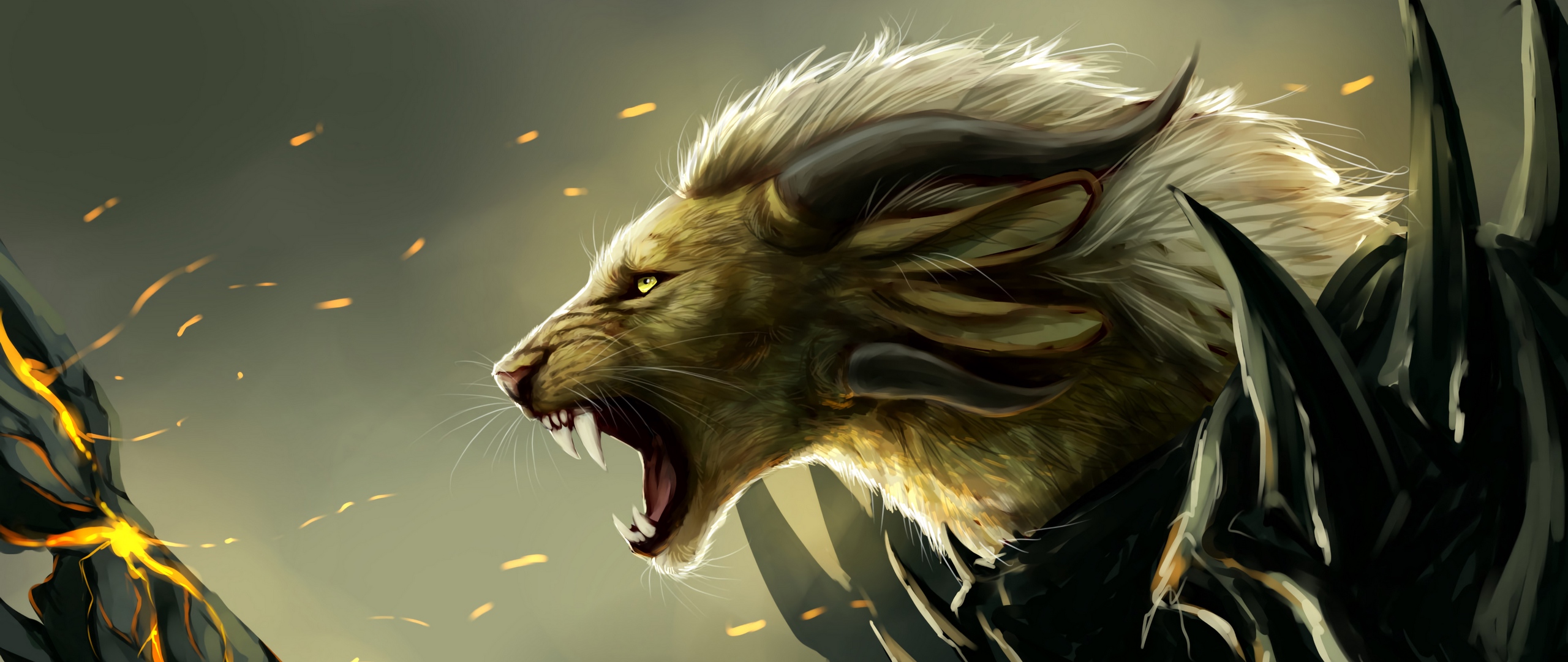 Wallpaper Lion, Grin, Art, Predator, Fabulous, Creature, - Mythical Creatures Wallpaper Iphone - HD Wallpaper 