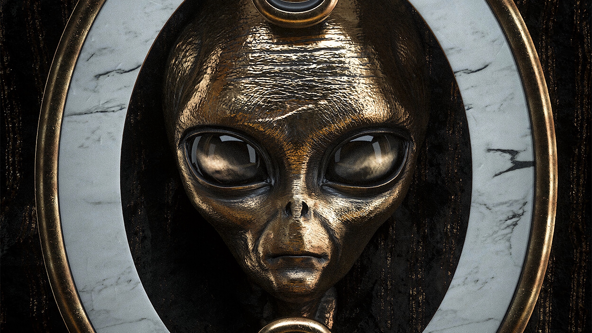 Wallpaper Alien, Head, Metal, Portrait, 3d - Alien Grey Wallpaper Iphone - HD Wallpaper 