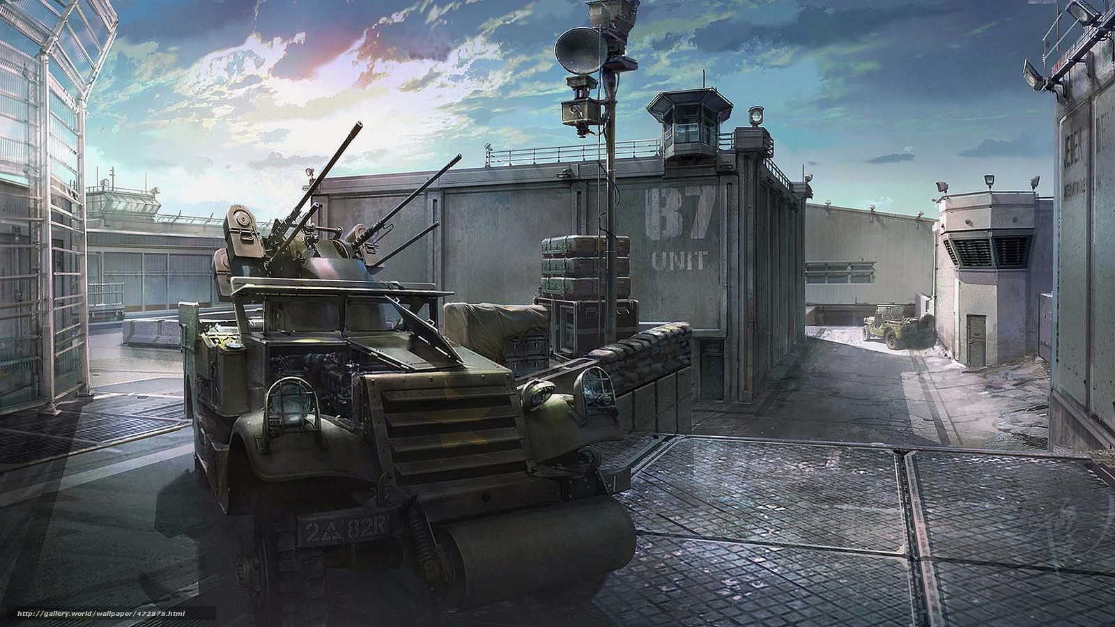 Download Wallpaper Military, Base, Armored Troop-carrier, - Military Base Concept Art - HD Wallpaper 