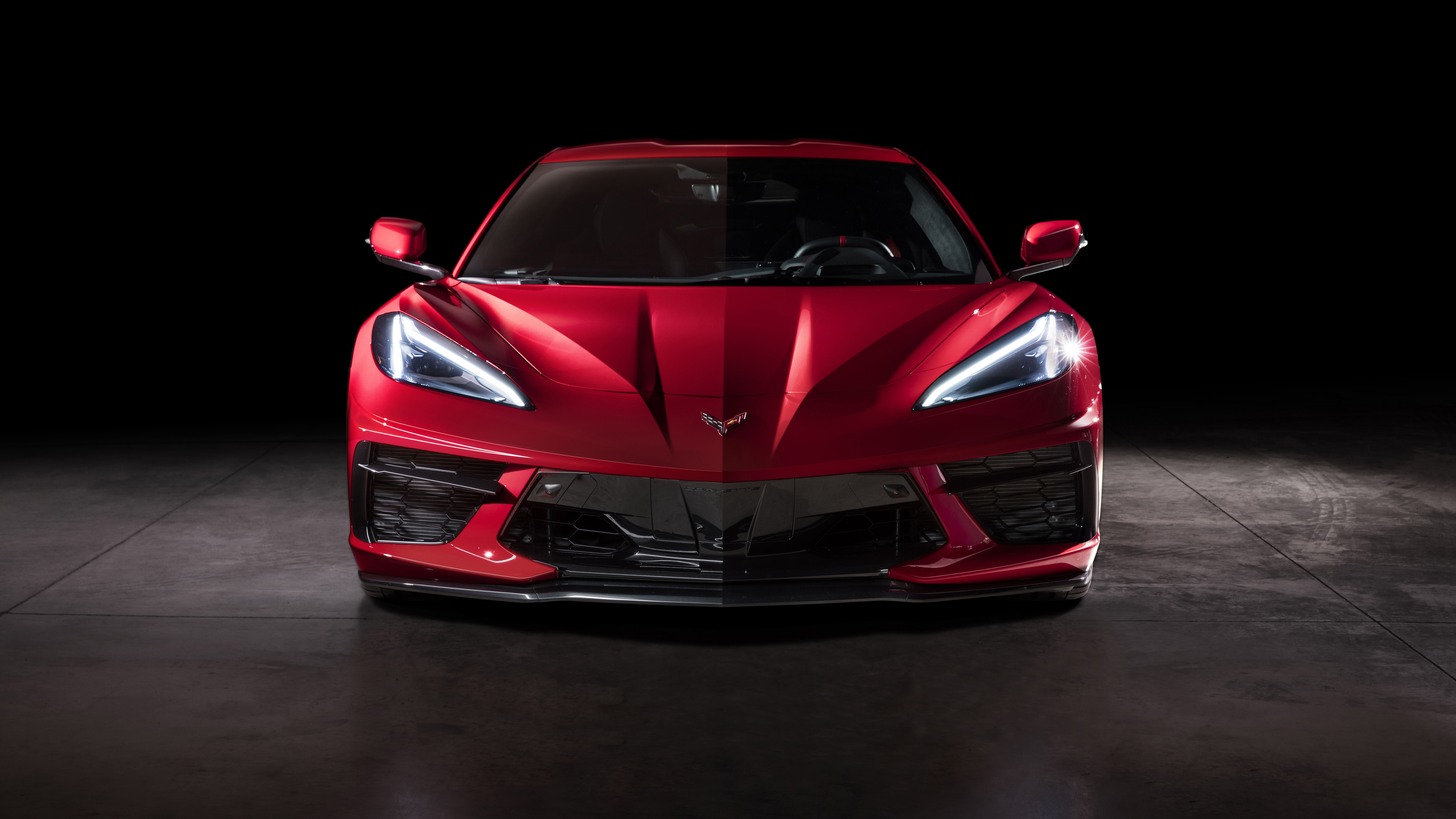 Red Chevrolet Corvette Stingray, Car, Front, Wallpaper - Corvette Stingray 2020 Front - HD Wallpaper 