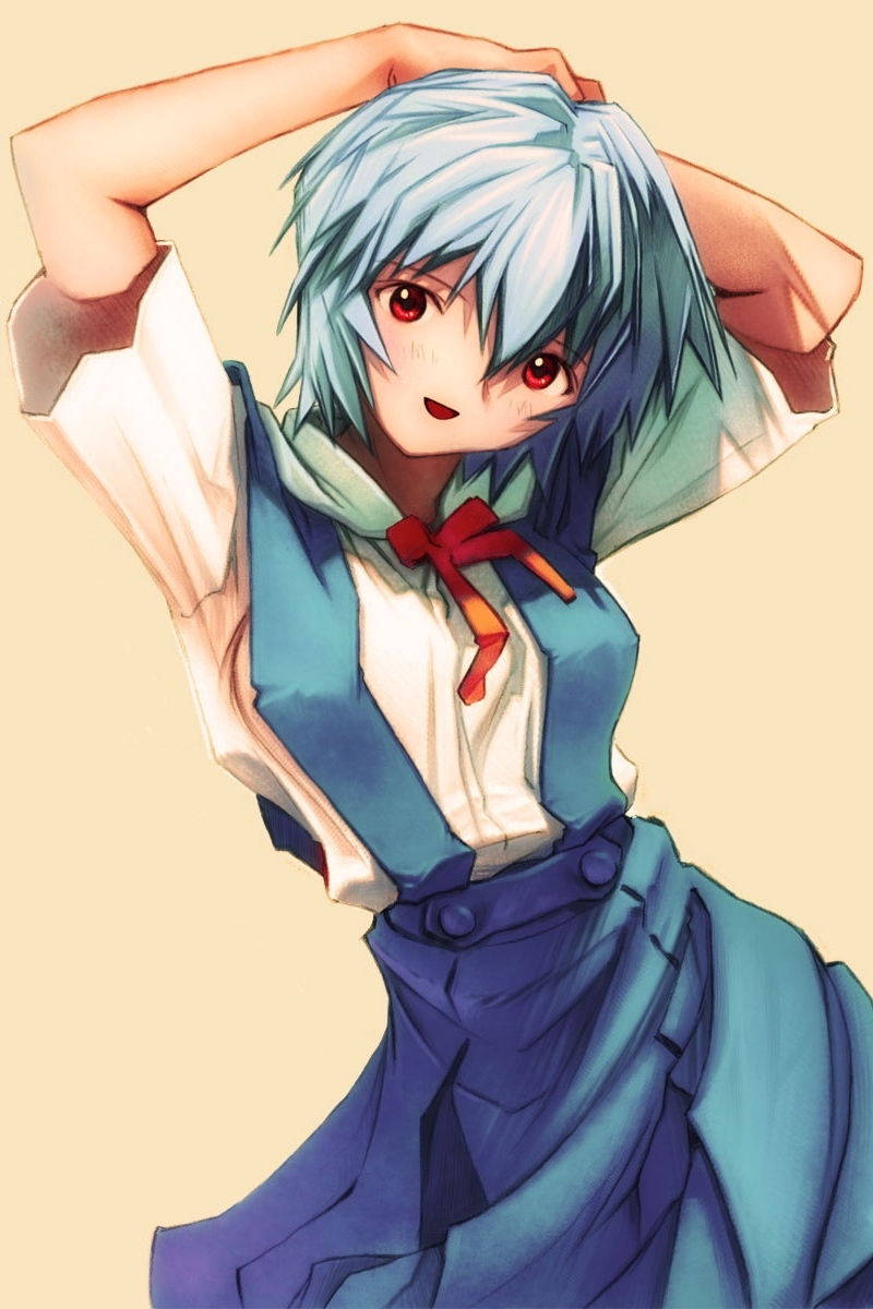 Wallpaper Anime, Girl, Cute, Dance, Movement, Gesture - School Uniform Evangelion Rei Anime - HD Wallpaper 