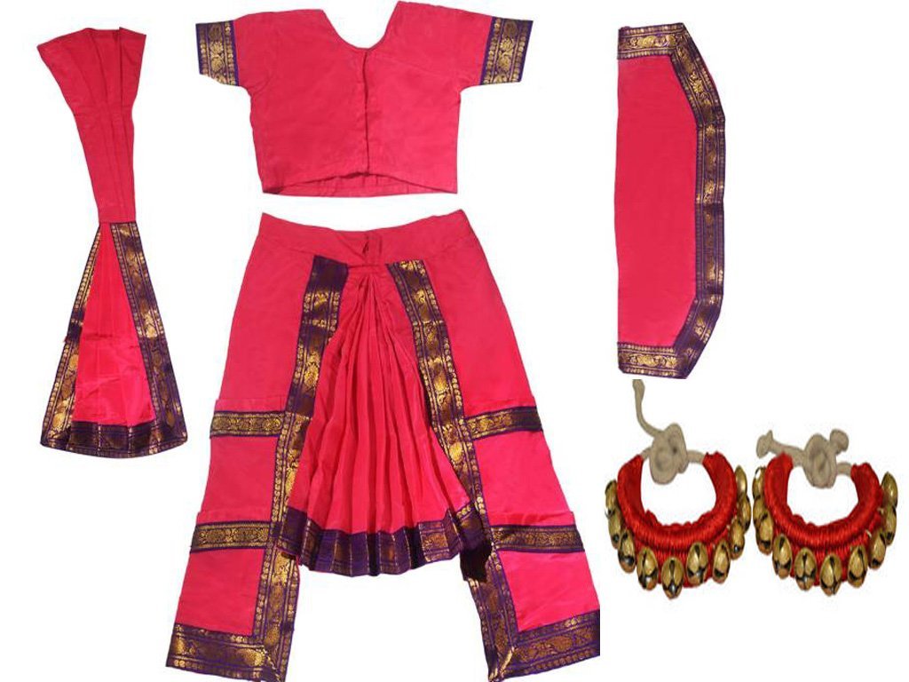 Fancyflight Girl S Bharatnatyam And 1 Line Ghungroo - Pink Bharatanatyam Dress - HD Wallpaper 