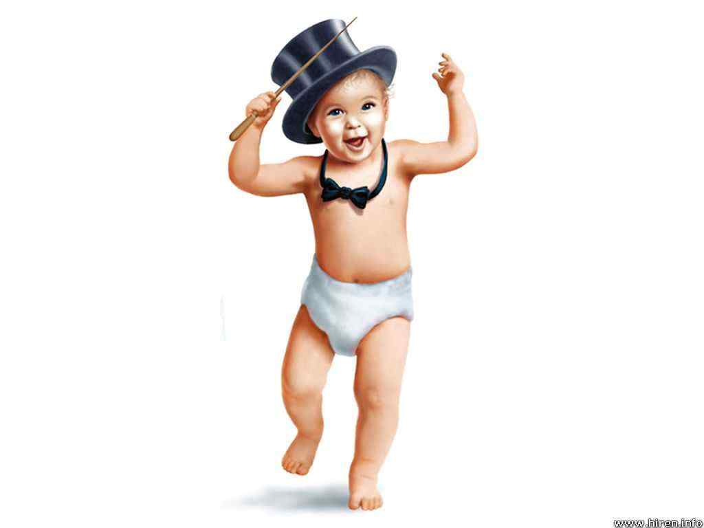 Baby In Top Hat - HD Wallpaper 