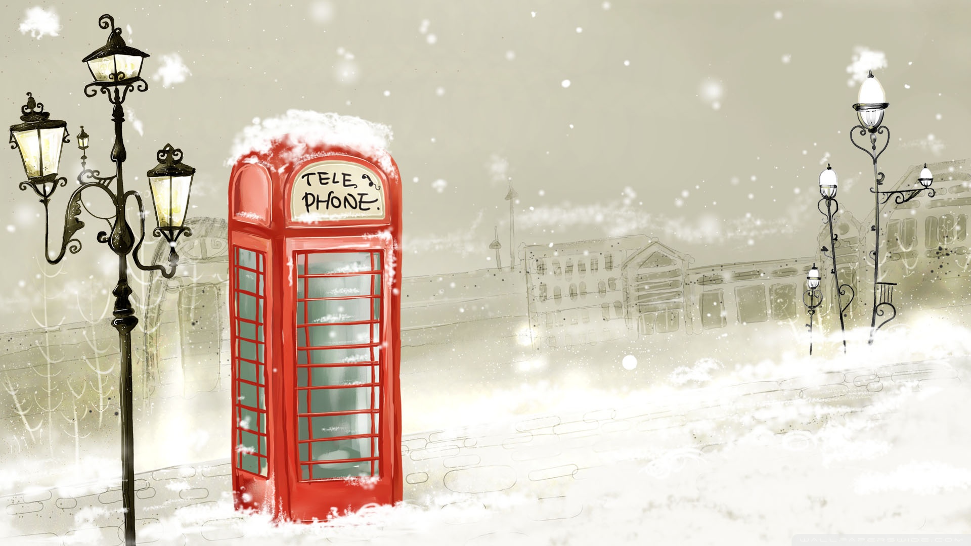 Backgrounds Phone Booth Winter Hd Desktop Widescreen - Vintage Winter Wallpaper Phone - HD Wallpaper 