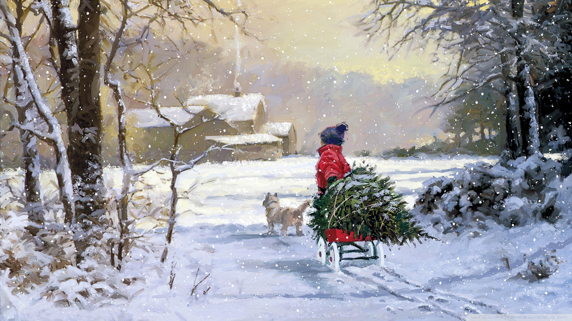 Winter Wallpapers Painting - HD Wallpaper 