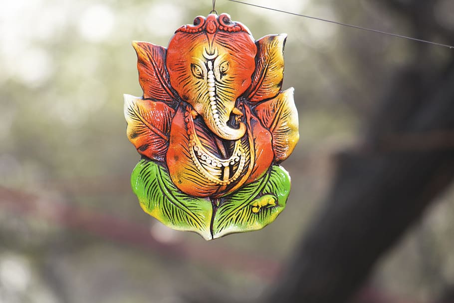 Selective Focus Photography Of Orange Elephant Decor, - Ganpati Images Whatsapp Dp - HD Wallpaper 