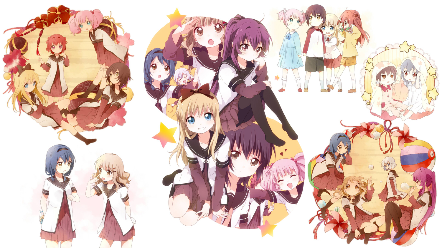 Akaza Akari Funami Yui Furutani Himawari Ikeda Chitose - Yuru Yuri - HD Wallpaper 