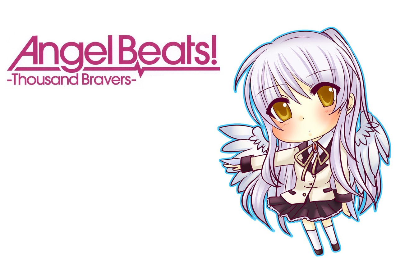 Photo Wallpaper Chibi, School Uniform, Tenshi, Yellow - Kanade Angel Beats Chibi - HD Wallpaper 