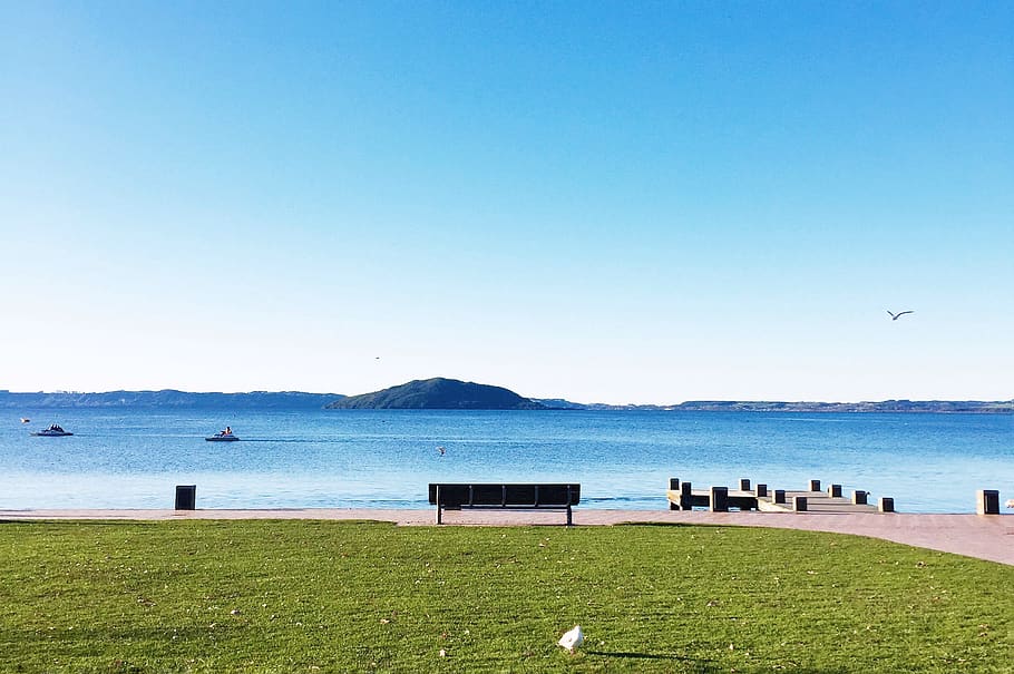 New Zealand, Rotorua, Lakefront Rotorua, Bench, Serene, - HD Wallpaper 