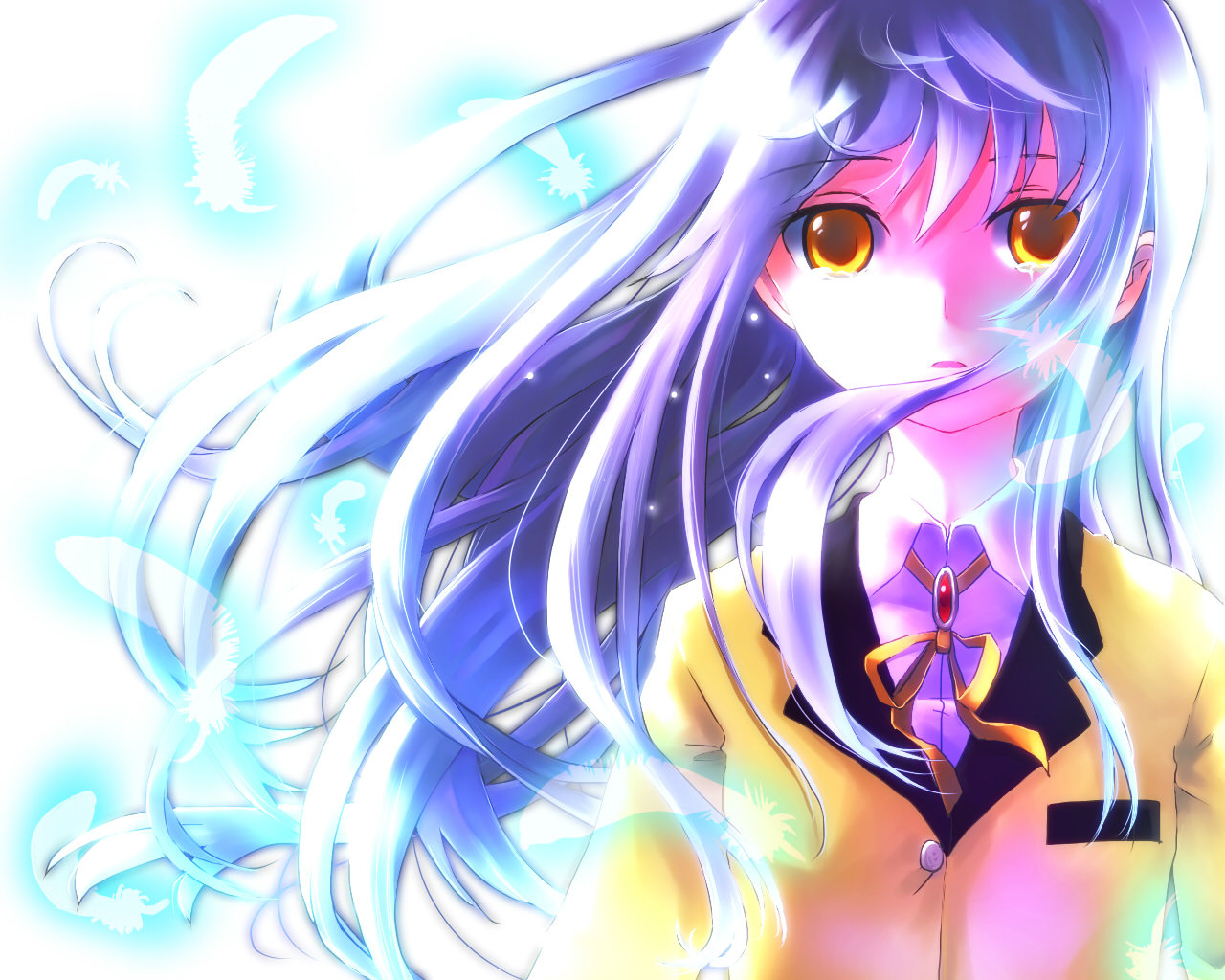 Best Kanade Tachibana Wallpaper Id - Blue Hair Yellow Eyes Anime Girl - HD Wallpaper 