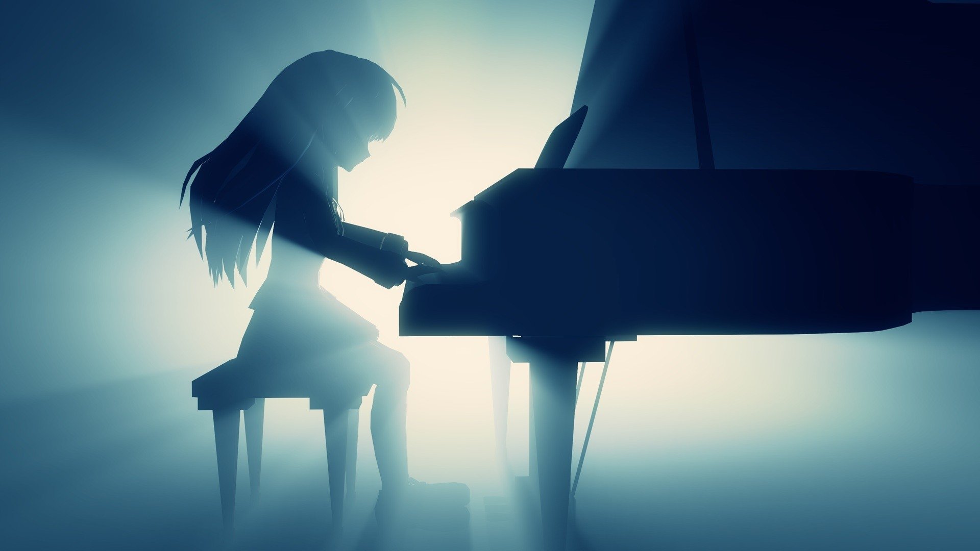 Anime Girl Playing Piano - HD Wallpaper 