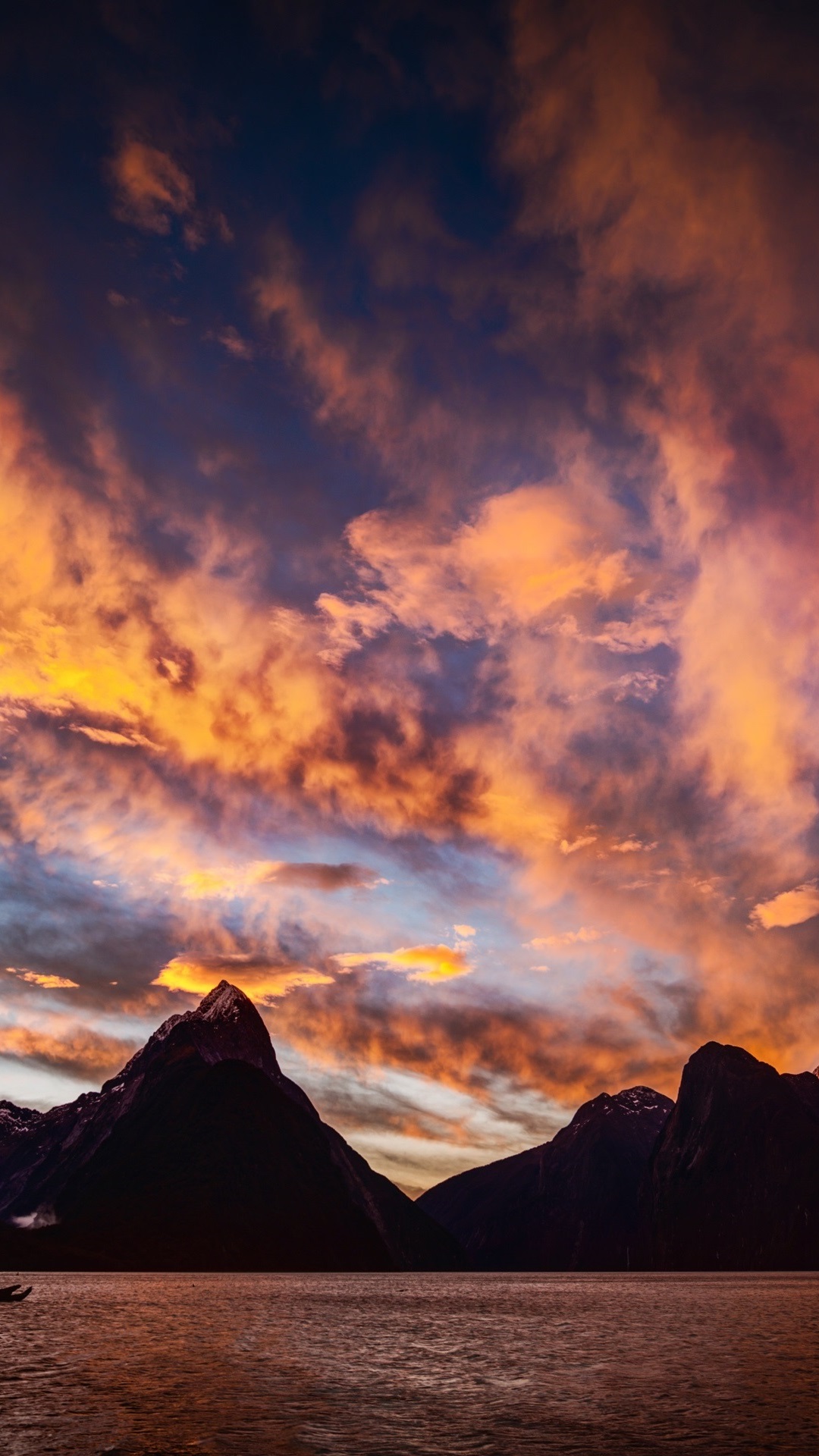 Iphone Wallpaper Milford Sound, New Zealand, Sunset, - Moving Sunset - HD Wallpaper 