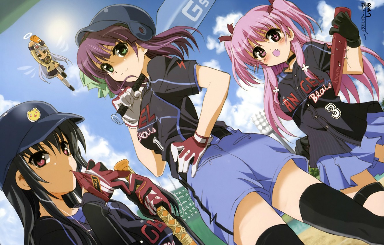 Photo Wallpaper Shorts, Baseball, Gloves, Form, Angel - Angel Beats Shiina Kanade Yui Yuri - HD Wallpaper 