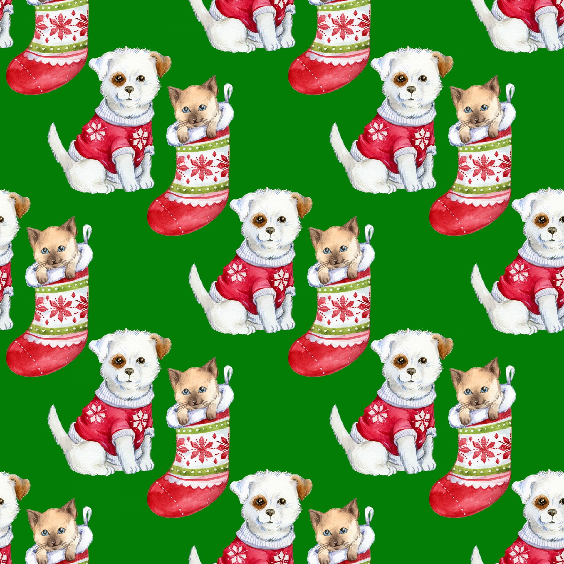 Christmas Puppy Kitten Free Photo - Christmas Cartoon Wrapping - HD Wallpaper 