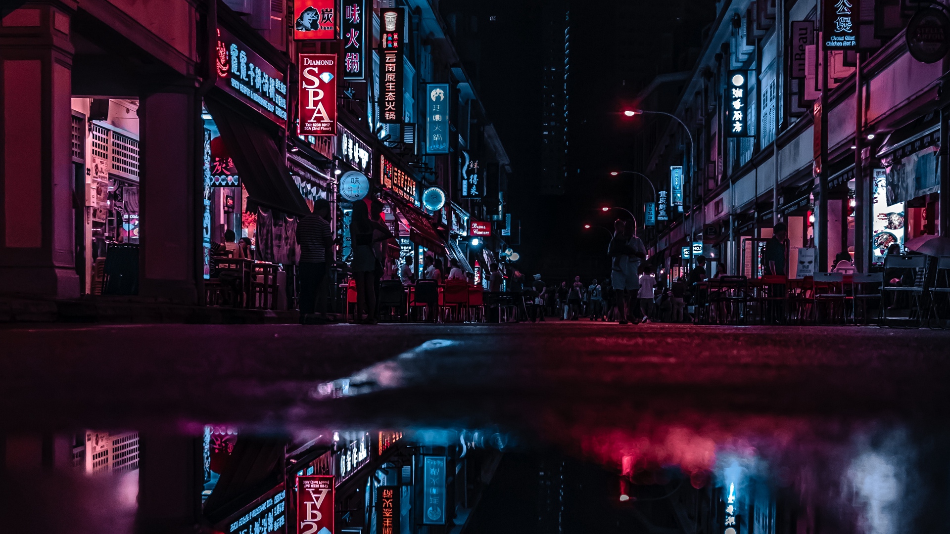 Wallpaper Night City, Street, City Lights, Reflection - Neon City Wallpaper 4k - HD Wallpaper 