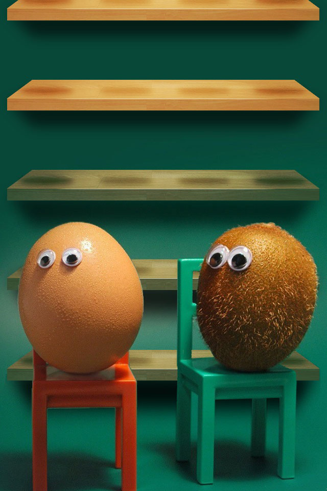Furry Shelf Wallpaper - Kiwi And Egg Funny - HD Wallpaper 