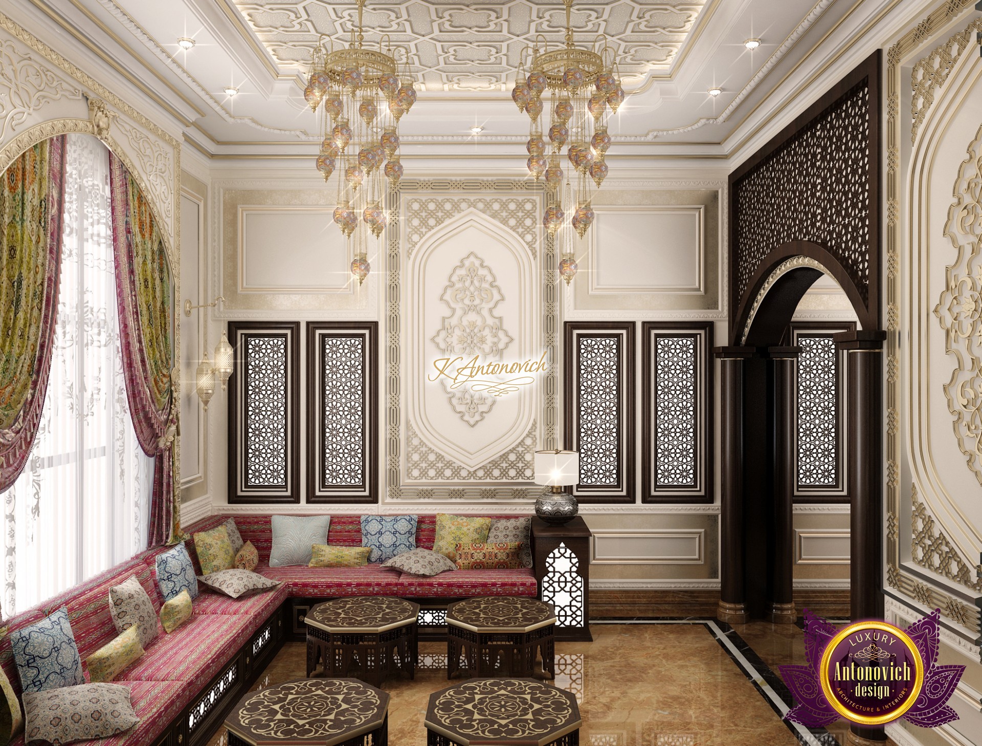 Title Living Room In Arabic Style 
 Itemprop Thumbnailurl - Oriental Arabic Interior Design - HD Wallpaper 