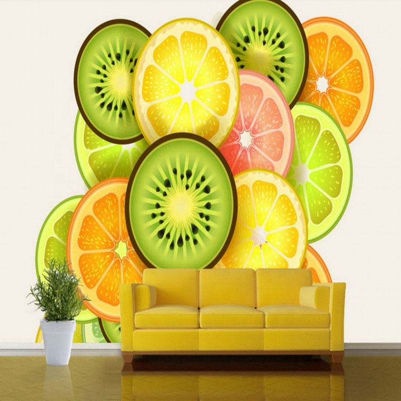 Felt Wallpaper Fashion Fruit Cartoon Background Mural - 水果 切片 素材 - HD Wallpaper 