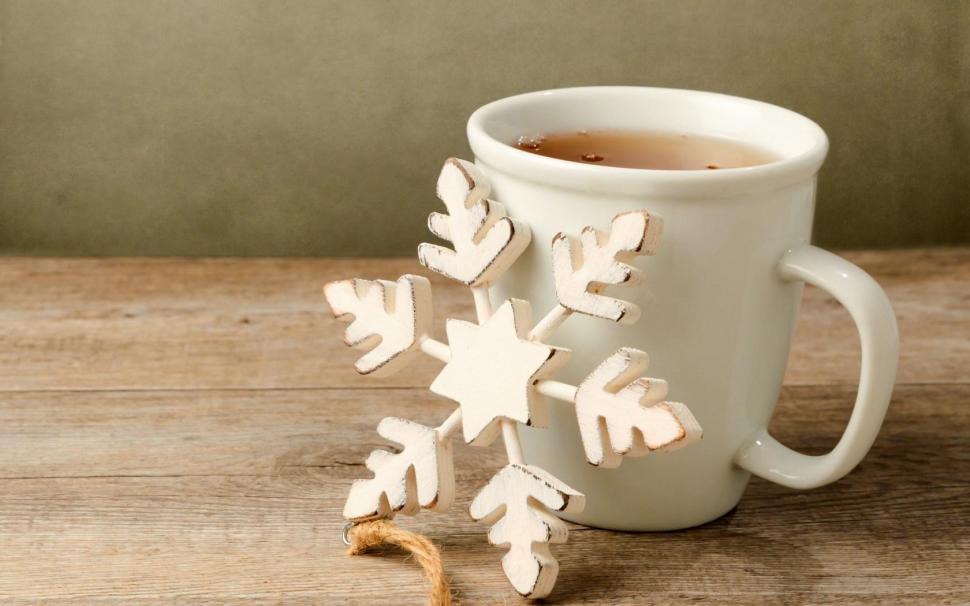 Mug Cup Tea Christmas Snowflake Wallpaper,christmas - Cup Of Tea Winter - HD Wallpaper 