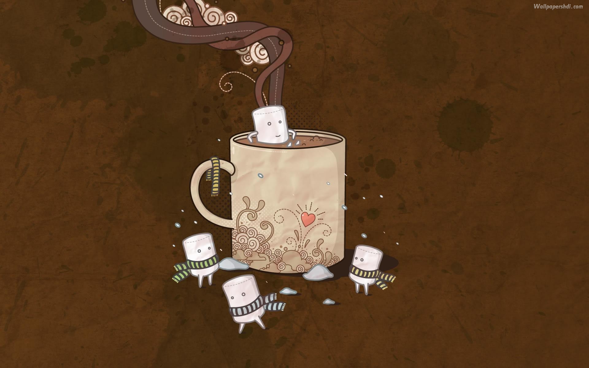 Coffee Cup Wallpaper Cartoon - HD Wallpaper 