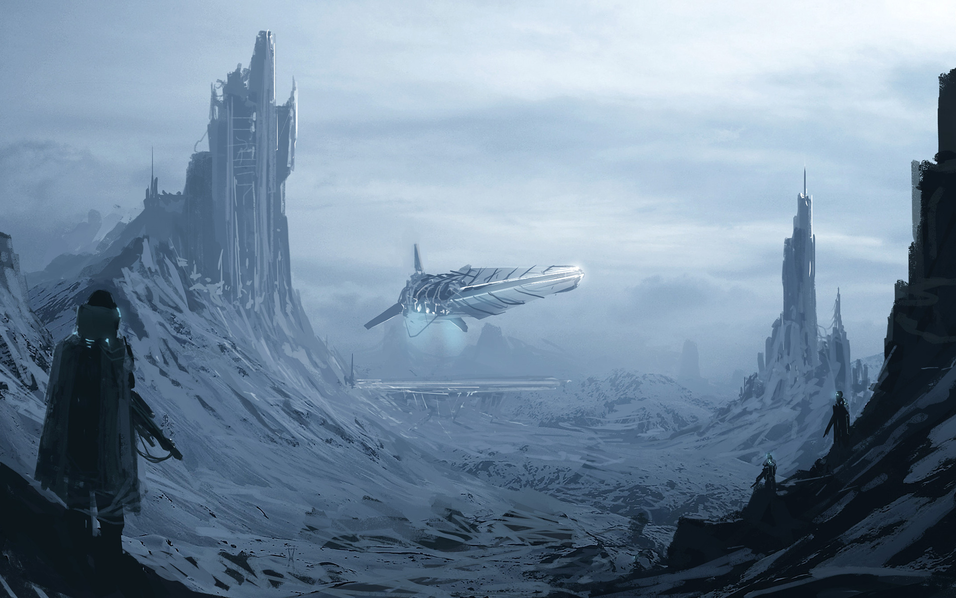 Sci Fi Mountain Landscape - HD Wallpaper 