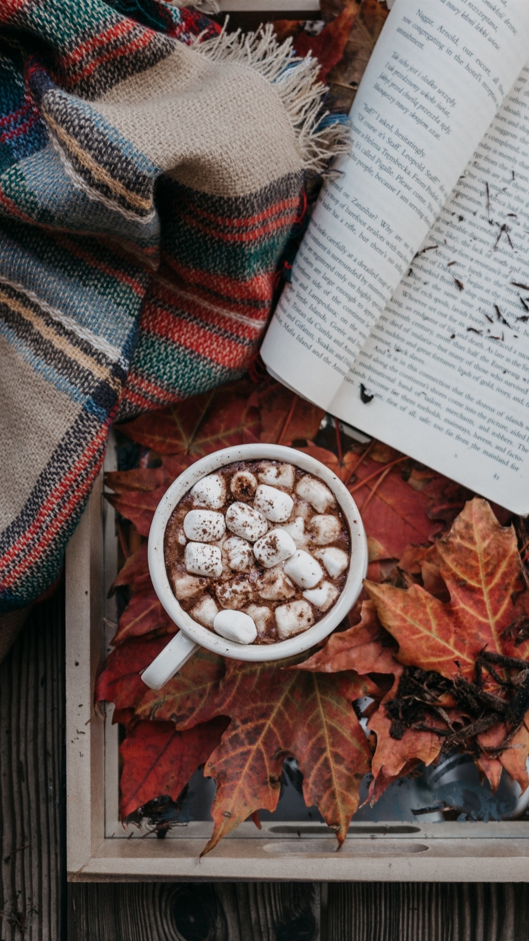 Iphone Wallpaper Coffee, Cocoa, Marshmallow, Book, - Coffee Book Wallpaper Iphone - HD Wallpaper 