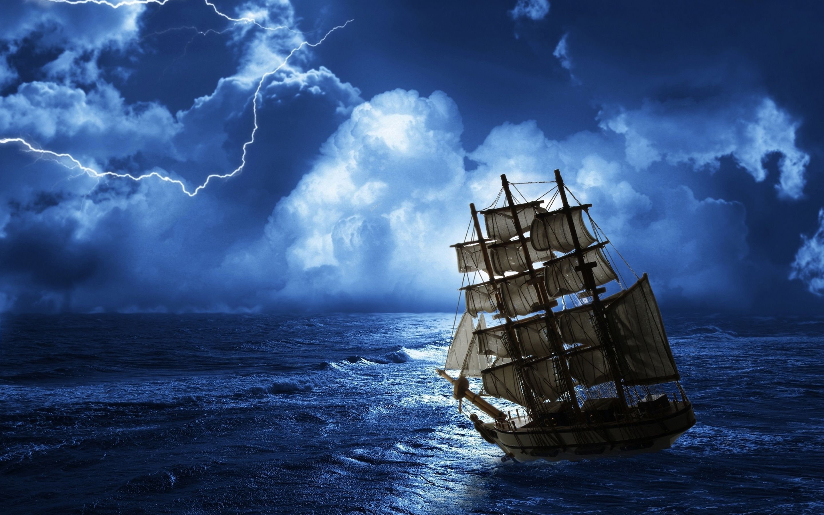 Ship In The Sea - HD Wallpaper 