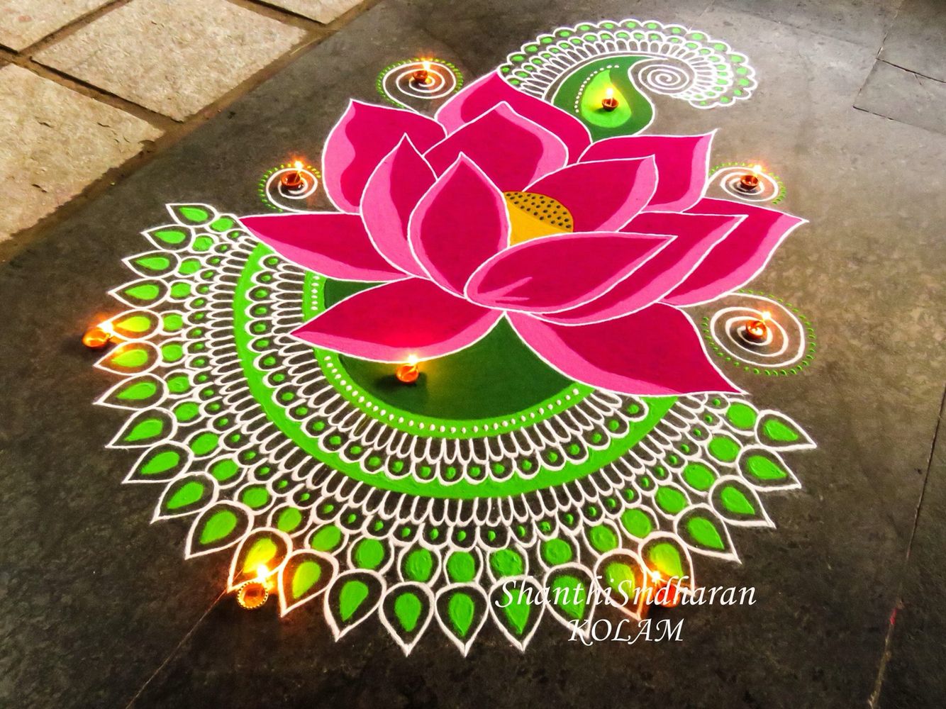 Lotus Rangoli Designs For Diwali - HD Wallpaper 
