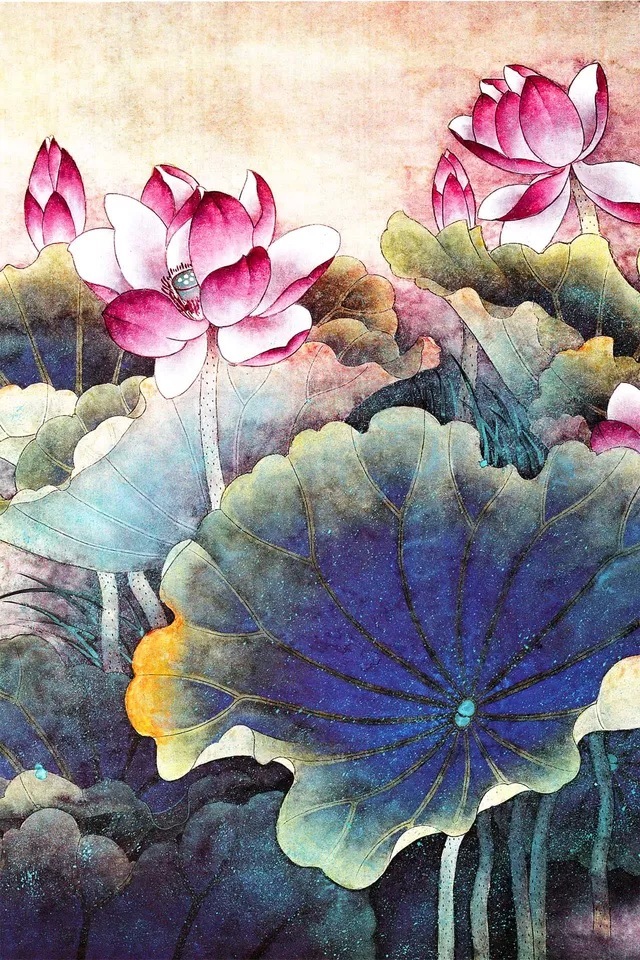 Lotus Iphone 4s Wallpaper - Watercolour Lotus Art Painting - HD Wallpaper 